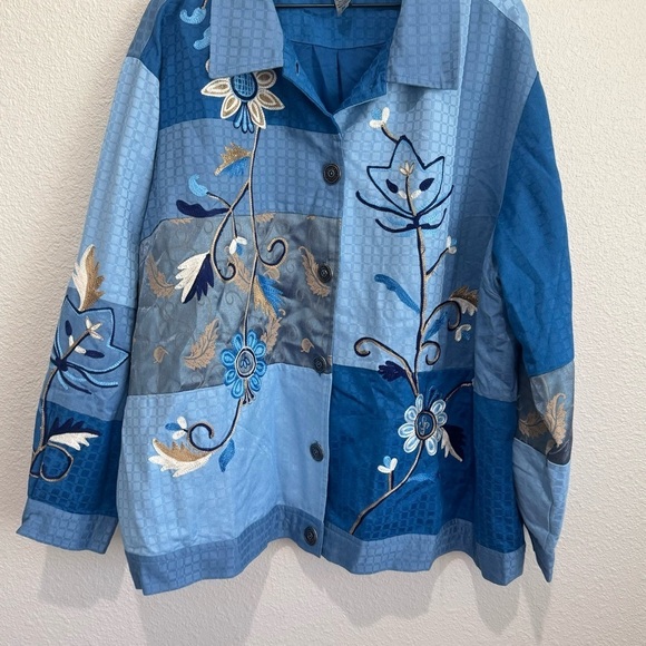 Indigo Moon Bohemian Wild Child Floral Embroidered Embellished Jacket Size 3X - Picture 5 of 9